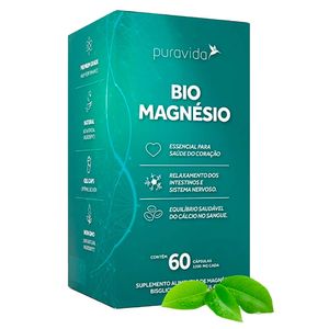 Suplemento Bio Magnésio Pura Vida 60 Cápsulas