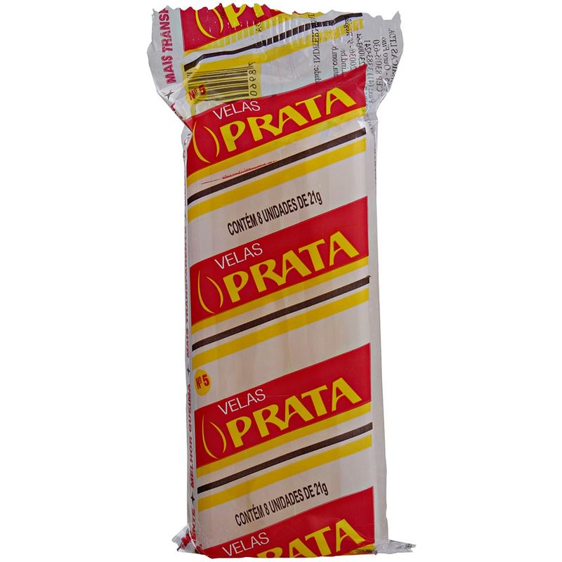 Vela-Branca-Numero-5-Prata-21g-Com-8-Unidades