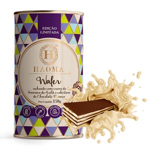 Wafer Creme Avelã Cobertura Chocolate Branco Haoma 150g