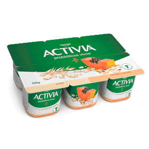 Polpa Sabor Mamão e Cereais Activia 510g 6 unidades