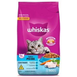 Racao Para Gato Adulto Castrado Sabor Peixe Whiskas Dry 900g