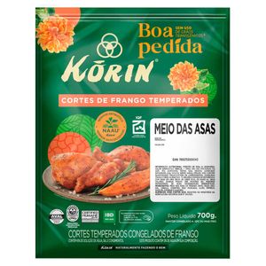 Meio das Asas de Frango Temperado Congelado Korin 700g