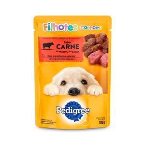 Ração Úmida para Cães Filhotes Sabor Carne ao Molho Pedigree Sachê 100g