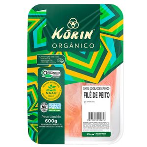 Filé de Peito de Frango Orgânico Congelado Korin 600g