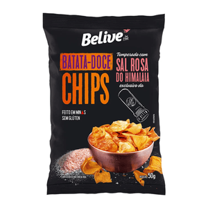 Chips de Batata Doce com Sal do Himalaia Sem Glúten Belive 50g