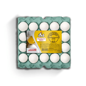 Ovos Brancos Extra Asa Pvc Bandeja com 20 Unidades