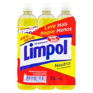 Kit com 6 Detergentes Líquido Neutro Limpol 500ml
