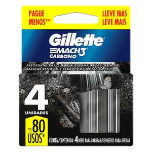 Carga Gillette Mach 3 Leve+ Pague- Com 4 Carbono