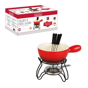 Aparelho de Fondue Vermelho Lausanne com 8 peças