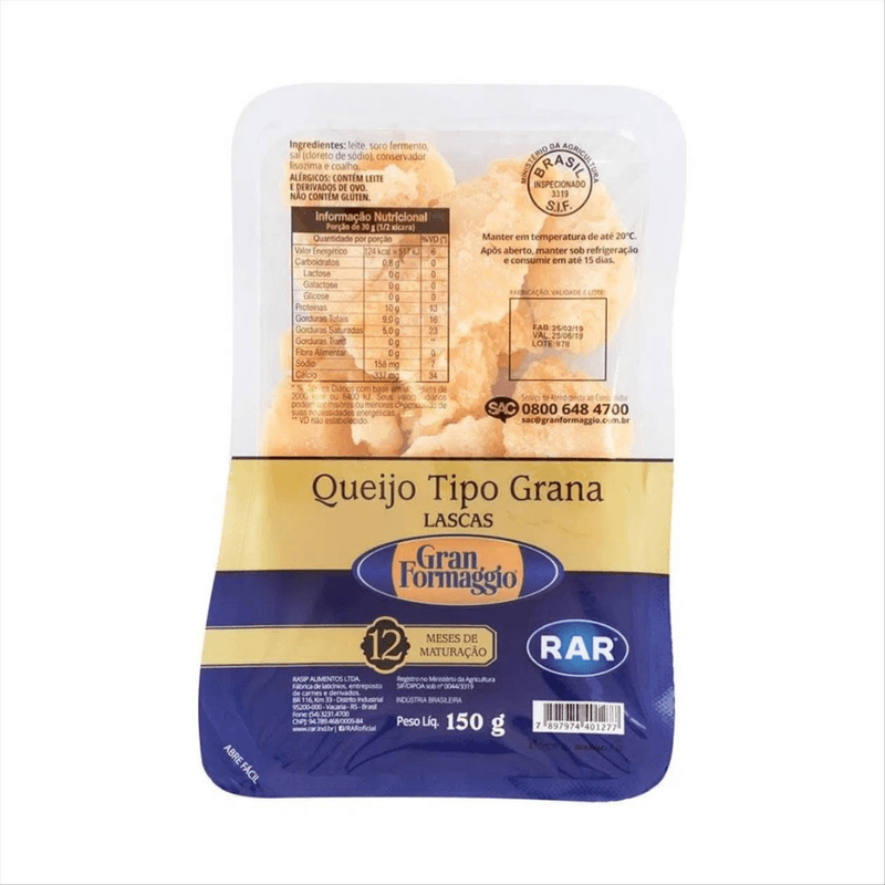 Queijo Lascas Gran Formaggio 150g Mambo Supermercado São Paulo Mambo Supermercado São Paulo 