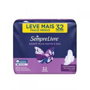 Absorvente Adapt Plus Noite e Dia Cobertura Suave com Abas Sempre Livre com 32 unidades