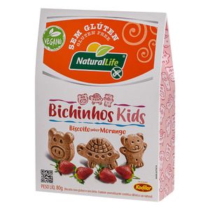 Biscoito Bichinhos Kids de Morango Vegano e Sem Glúten Kodilar 80g
