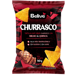 Tortilla Chips Sabor Churrasco Sem Glúten Belive 50g