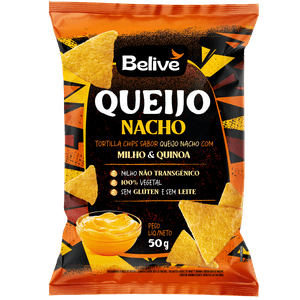Tortilla Chips Sabor Queijo Nacho Sem Glúten Belive 50g