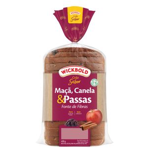 Pão Integral Maça Canela e Passas Grão Sabor Wickbold 450g