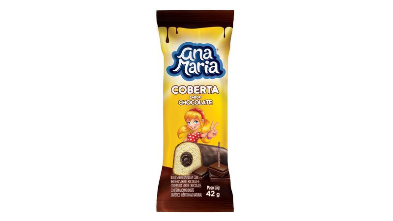 Bolinho Ana Maria Baunilha com Recheio e Cobertura de Chocolate 45 g