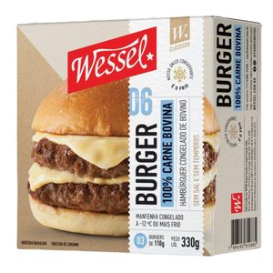 Hambúrguer 100% Bovino Smash Burger Wessel 330g