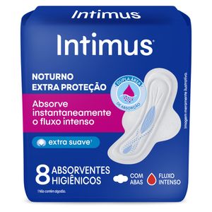 Absorvente Noturno Cobertura Suave com Abas Intimus Gel com 8 unidades