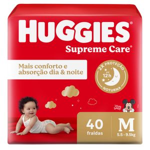 Fralda Supreme Care Mega M Huggies com 40 Unidades
