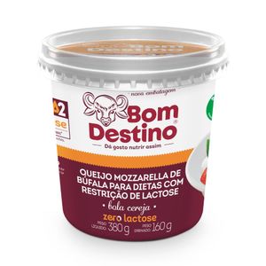 Queijo Mozzarela de Bufula Bola Cereja Zero Lactose Bom Destino 160g