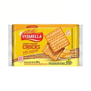 Biscoito Cream Cracker Crocks Sabor Pão Assado Vitarella 350g