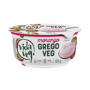 Iogurte Grego Vegetal Morango Vegano Vida Veg pote 150g