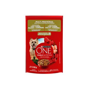 Ração Úmida Purina One Cães Adultos e Filhotes Carne, Frango e Cordeiro Sachê 85g