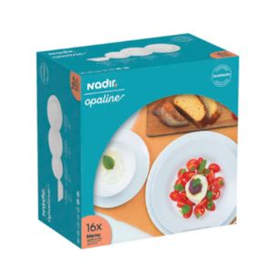 Aparelho de Jantar Opaline Menu Branco Nadir com 16 Peças