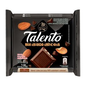 Chocolate Meio Amargo com Amêndoas Talento Garoto 85g