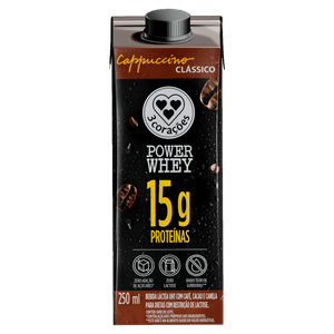 Bebida Láctea Cappuccino Power Whey 15g Classico 3 Corações 250ml