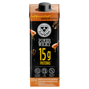 Bebida Láctea Cappuccino Power Whey 15g Doce de Leite 3 Corações 250ml