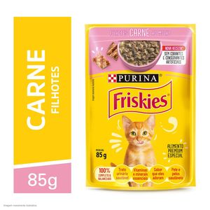 Ração para Gatos Filhotes Carne ao Molho Sachê Friskies 85g