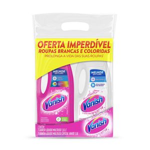 Tira Manchas Vanish Líquido Multiuso para roupas brancas e roupas coloridas 2 unidades de 1,5L