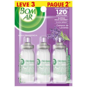 Refil Aromatizador Click Spray Campos de Lavanda Bom Ar Leve 3 Pague 2