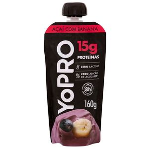 Iogurte 15g de proteínas Açaí com Banana Zero Lactose Danone YoPro 160g