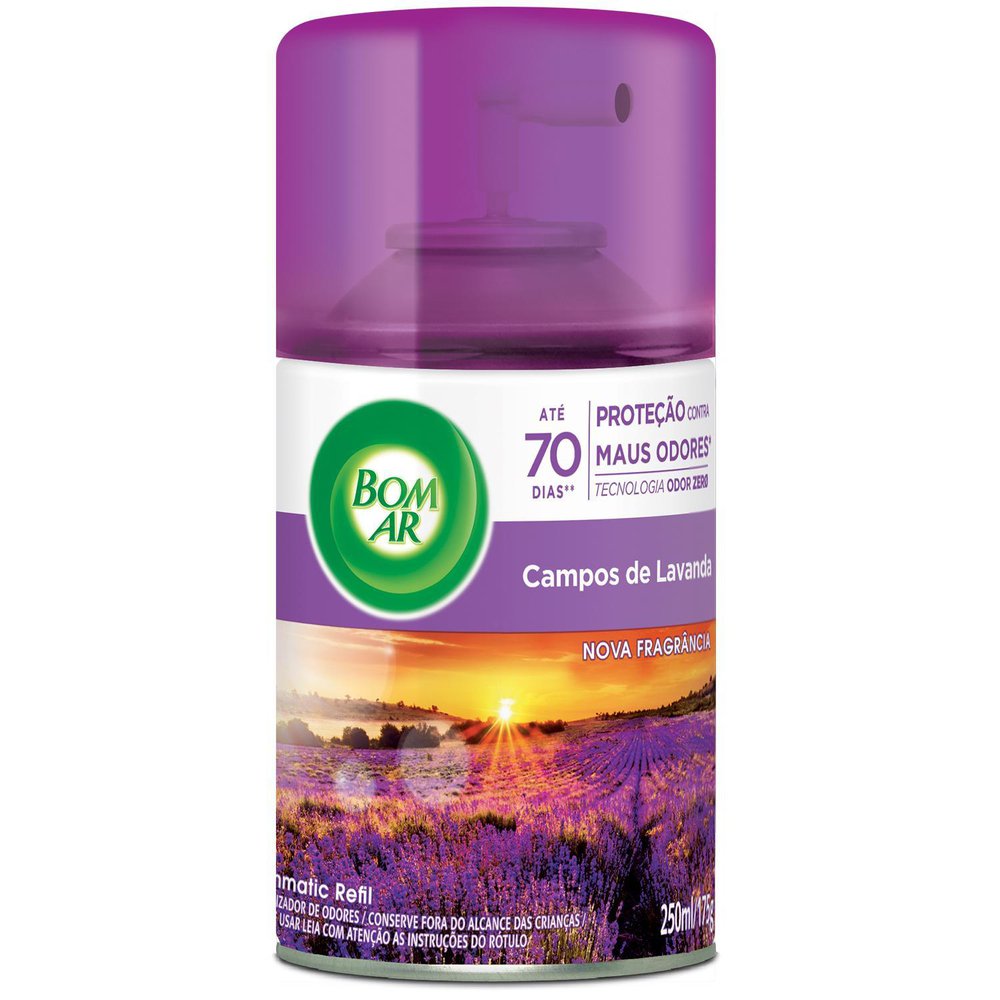 Aromatizador de Ambiente Automático Aerossol Freshmatic Campos de Lavanda Refil Bom Ar 250ml