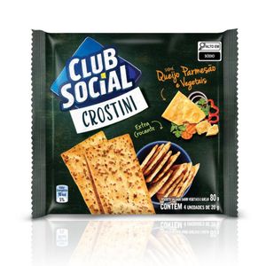 Biscoito Salgado Club Social Crostini Queijo Parmesão e Vegetais 80g