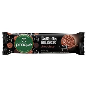 Biscoito Leite Maltado Black Cobertura Chocolate Piraquê 80g