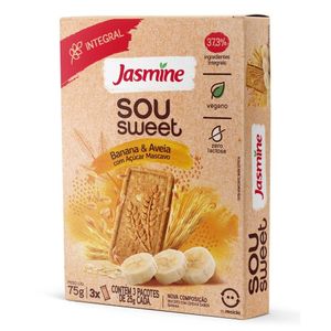 Biscoito Vegano Integral Banana e Aveia Jasmine Sou Sweet 75g