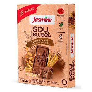 Biscoito Vegano Integral Cacau e Cereais Jasmine Sou Sweet 75g