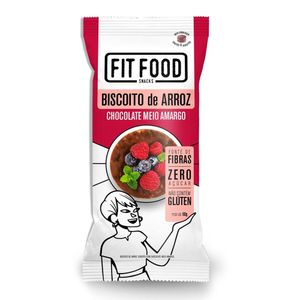 Biscoito de Arroz Integral Chocolate Meio Amargo Sem Açúcar Fit Food 60g