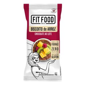 Biscoito de Arroz Integral Chocolate ao Leite Sem Açúcar Fit Food 60g