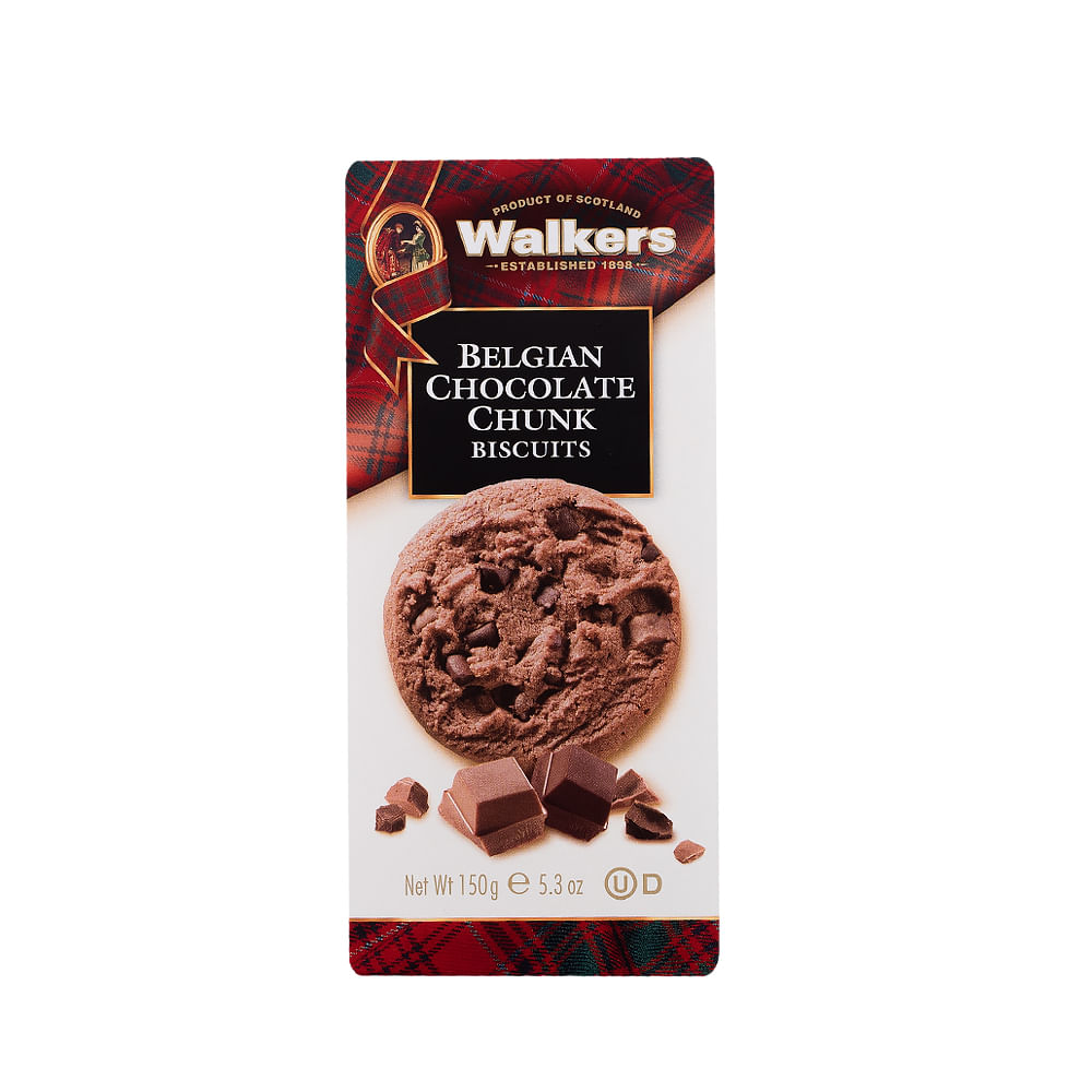 BISCOITO DE CHOCOLATE WALKERS COM PEDACOS DE CHOCOLATE BELGA 150G