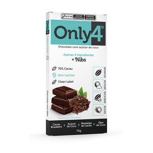 Chocolate 70% Cacau Nibs Zero Lactose Only4 70g