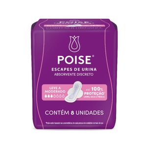 Absorvente Discreto com Abas Poise com 8 Unidades