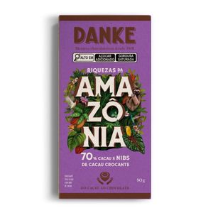 Chocolate 70% Cacau e Nibs Amazônia Danke 80g