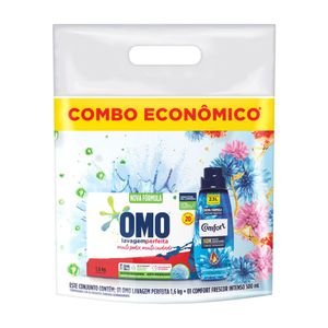 Kit Lava-Roupas Sabão em Pó Omo 1,6kg + Amaciante Concentrado Comfort 500ml