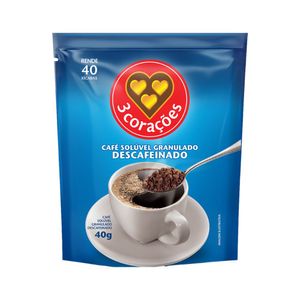 Café Solúvel Granulado Descafeinado 3 Corações Refil 40g