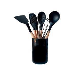 Jogo Utensílios de Cozinha Silicone Madeira Belakaza com 7 Peças