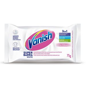 Sabão em Barra Tira Manchas para Roupas Brancas White Vanish 75g